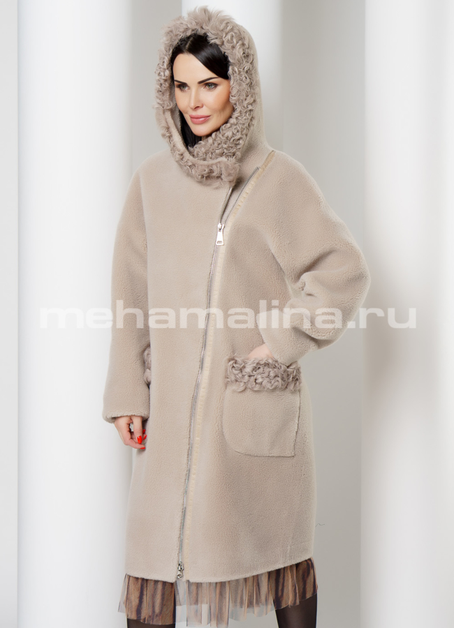 Пальто из шерсти с капюшоном модель № 917 в кредит