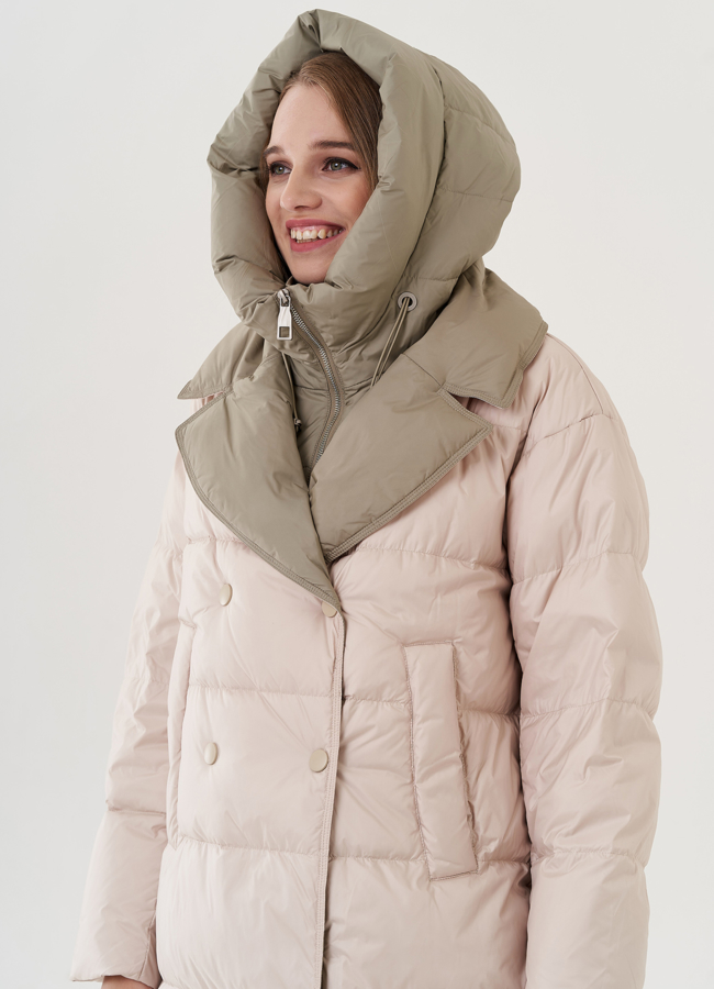 Женский пуховик с капюшоном  модель № 25440 универмаг малина