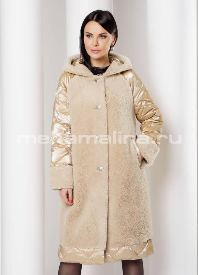 Пуховик с капюшоном на пуговицах  модель № 9917 универмаг малина