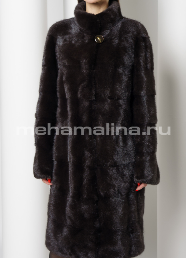 Норковая шуба воротник стойка цвет уголь модель № S-737 универмаг малина