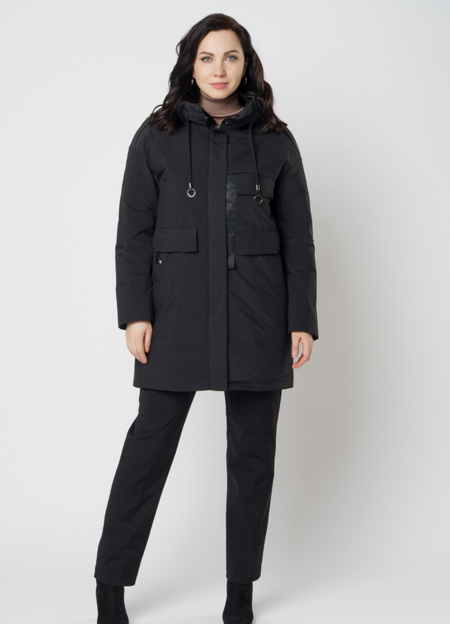 фото Полупальто женское черного цвета модель № 20592