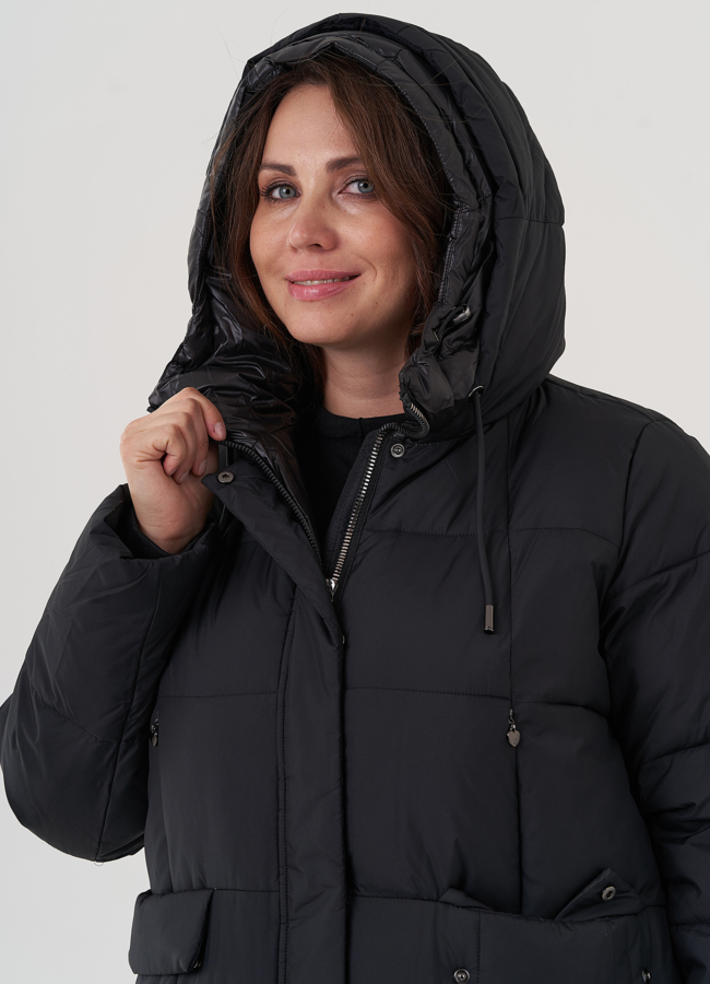 Женский пуховик с капюшоном  модель № 25723 универмаг малина