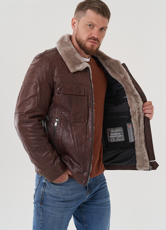 Мужская кожаная куртка из натуральной кожи  модель № 82306 универмаг малина
