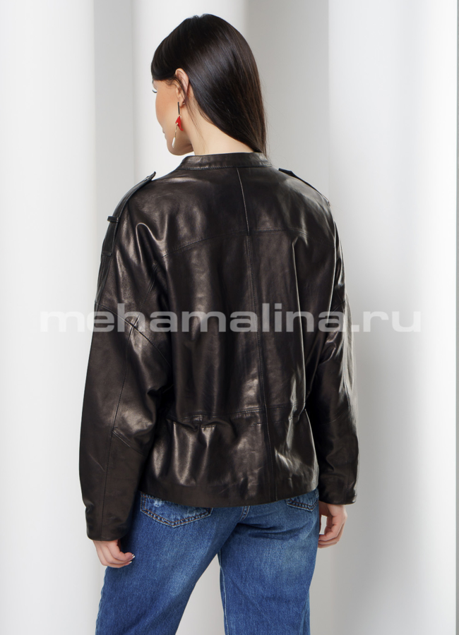 фото Женская кожаная куртка оверсайз  модель № 952