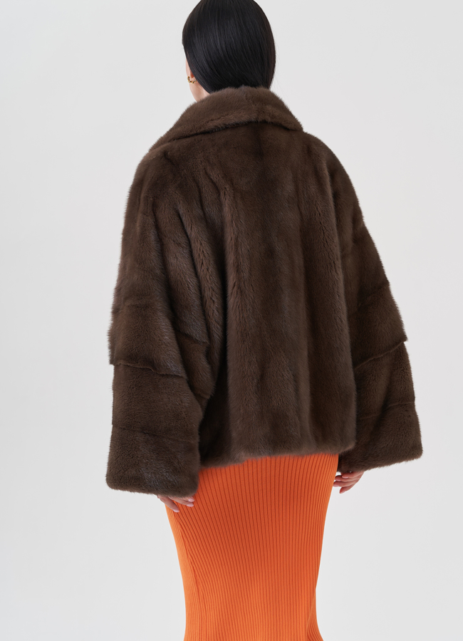 Норковая шуба с английским воротником  модель № 24659 универмаг малина