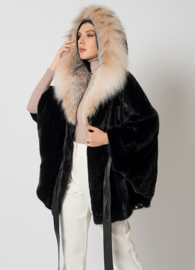 Шуба из скандинавской норки с рысью модель № 1405 универмаг малина