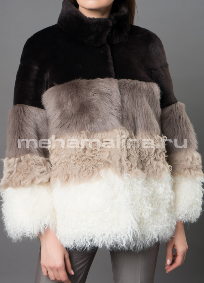 Укороченная дубленка Punto модель № 3206 универмаг малина