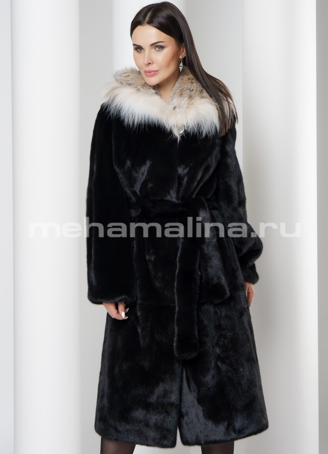 фото Шуба из норки с рысью модель № S-716