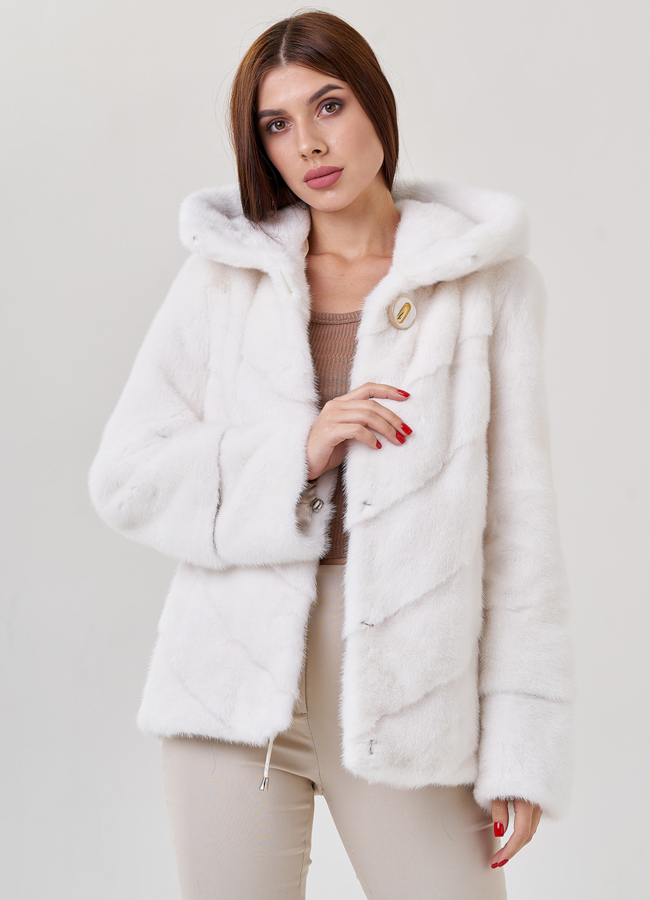 Куртка из норки в белом цвете модель № 79057 универмаг малина