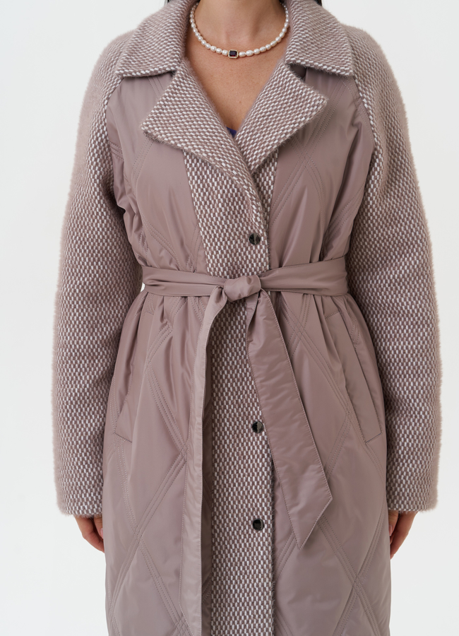 Женское утепленное пальто с английским воротником модель № 27153 в рассрочку