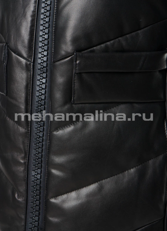 фото Кожаное пальто модель № 20124