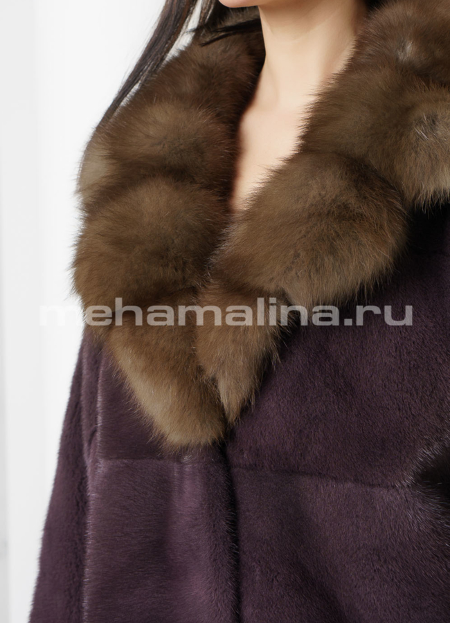 Цветная норковая шуба модель № S-678 универмаг малина