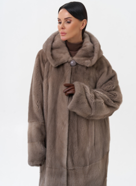 Норковая шуба с капюшоном 