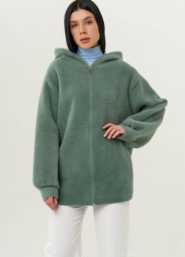 Короткий кардиган с капюшоном модель № 18335 универмаг малина