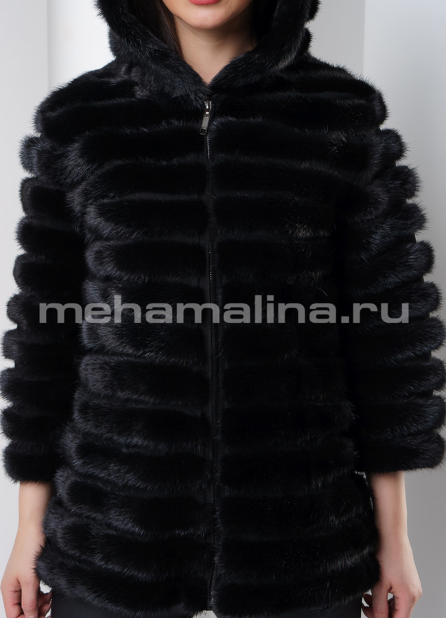 Жакет из норки с капюшоном модель № M-137 универмаг малина