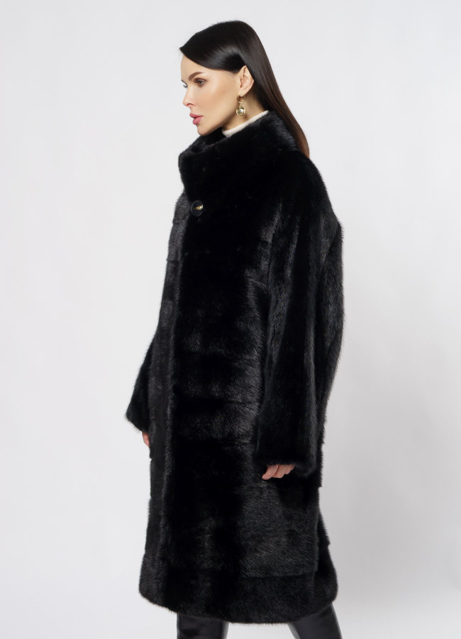 Норковая шуба в черном цвете оверсайз модель № S-881 в кредит