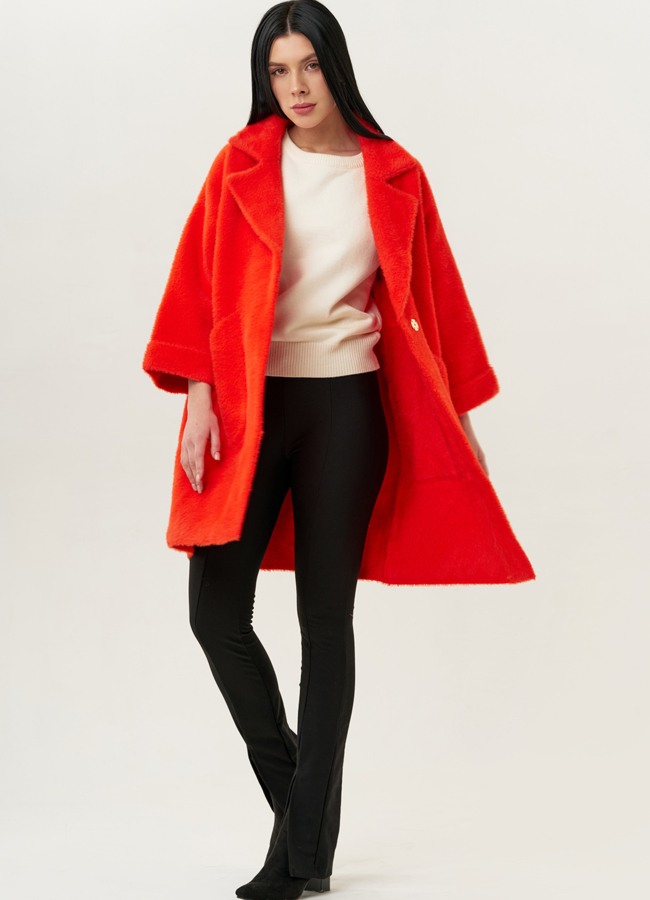 Женский кардиган с английским воротником в оранжевом цвете модель № 1829 универмаг малина