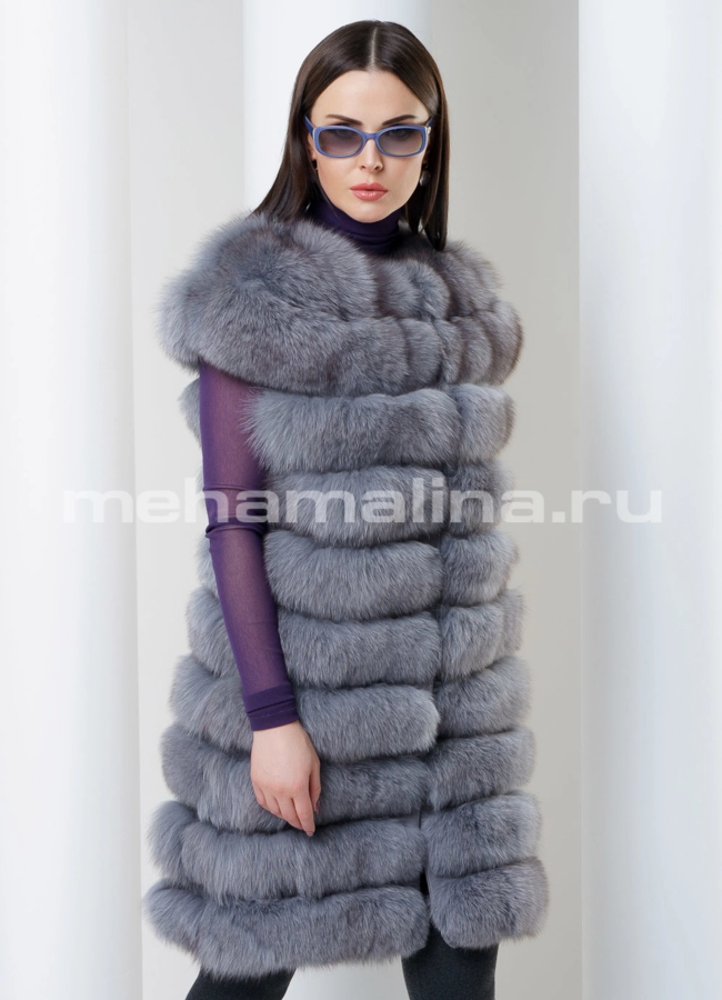 Песцовый жилет модель № M-131 меха малина
