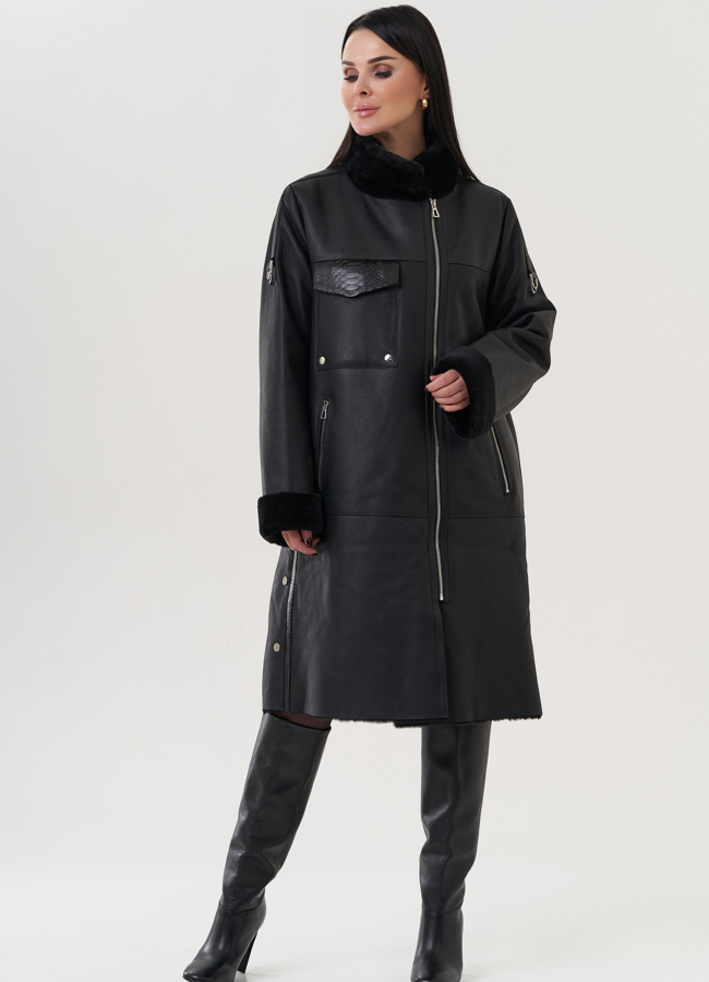 Дубленка женская с воротником стойка модель № 25909 в кредит Дубленка женская с воротником стойка модель № 25909 в кредит