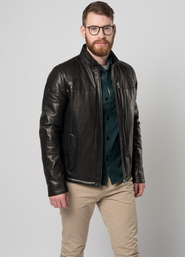 Кожаная куртка на молнии модель № 865 универмаг малина