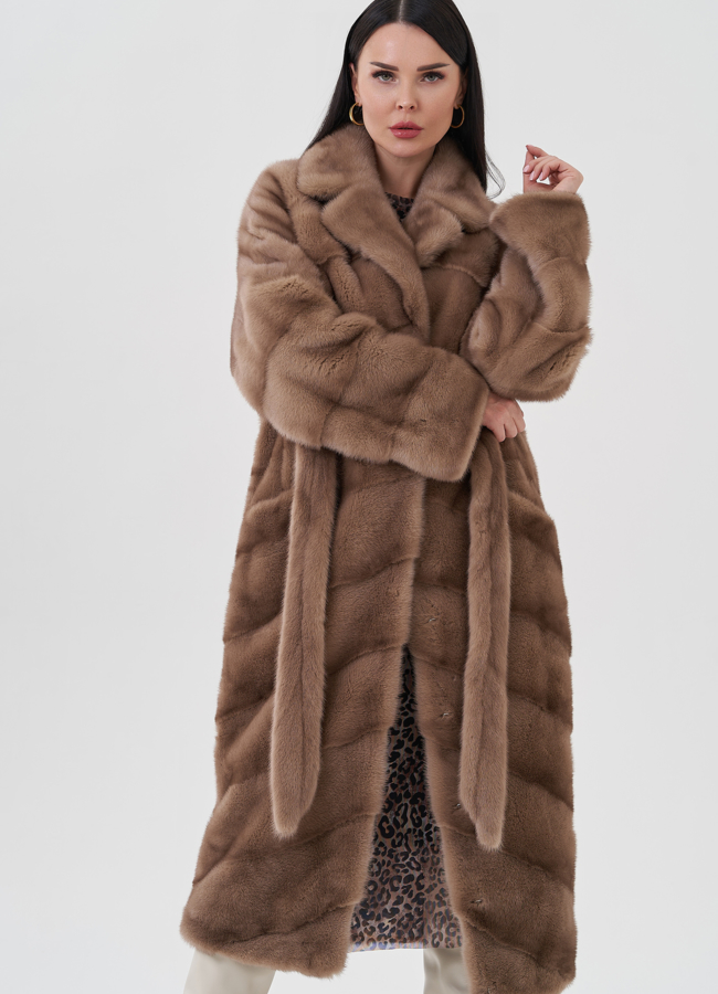 фото Норковая шуба с английским воротником  модель № 24647