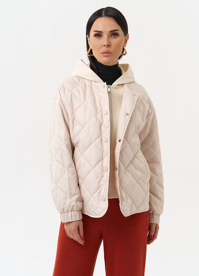 Куртка женская с трикотажным капюшоном модель № 30031 меха малина