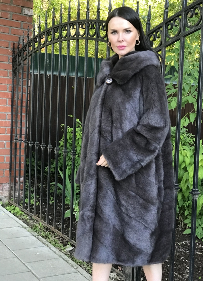 Норковая шуба в цвете капучино модель № 356-5М в кредит