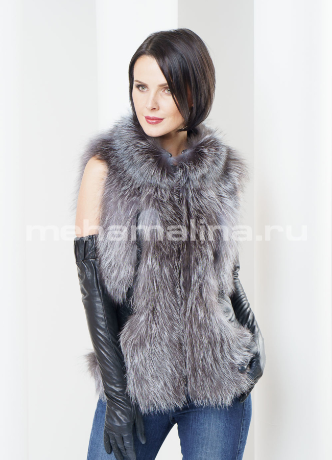 Меховой жилет из чернобурки модель № M-59 меха малина