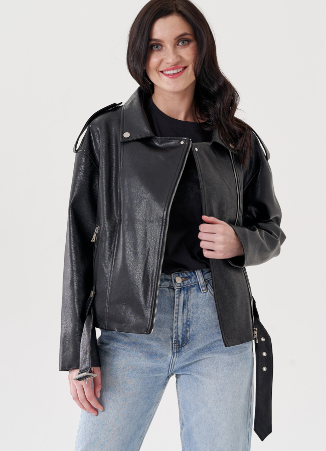 Женская куртка косуха из эко кожи  модель № 24445 универмаг малина