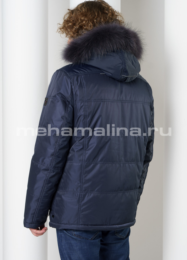 Мужская куртка с капюшоном, отделка енот модель № KM-82 в кредит