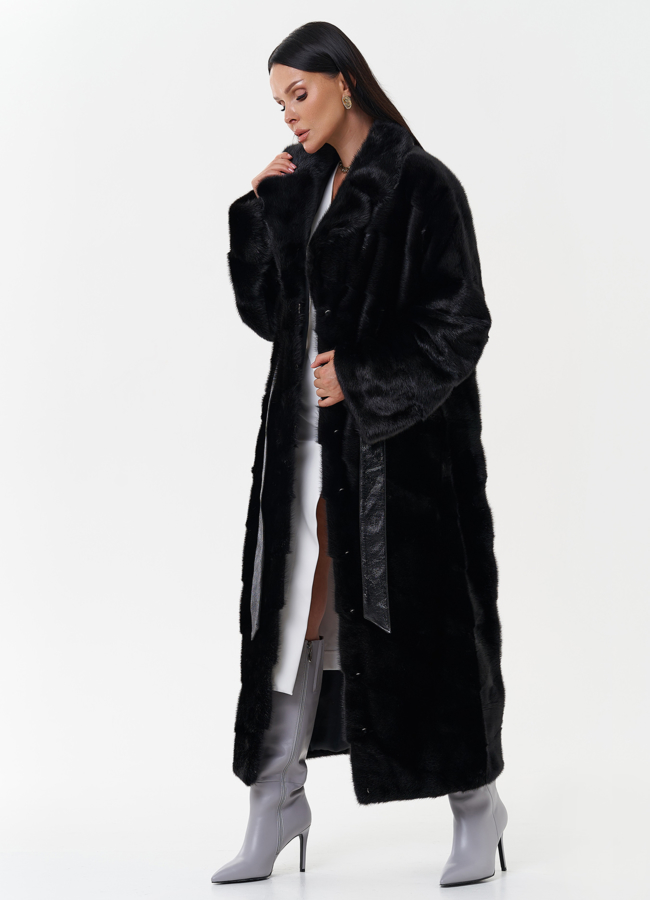 Длинная женская шуба из меха норки модель № 27593 универмаг малина