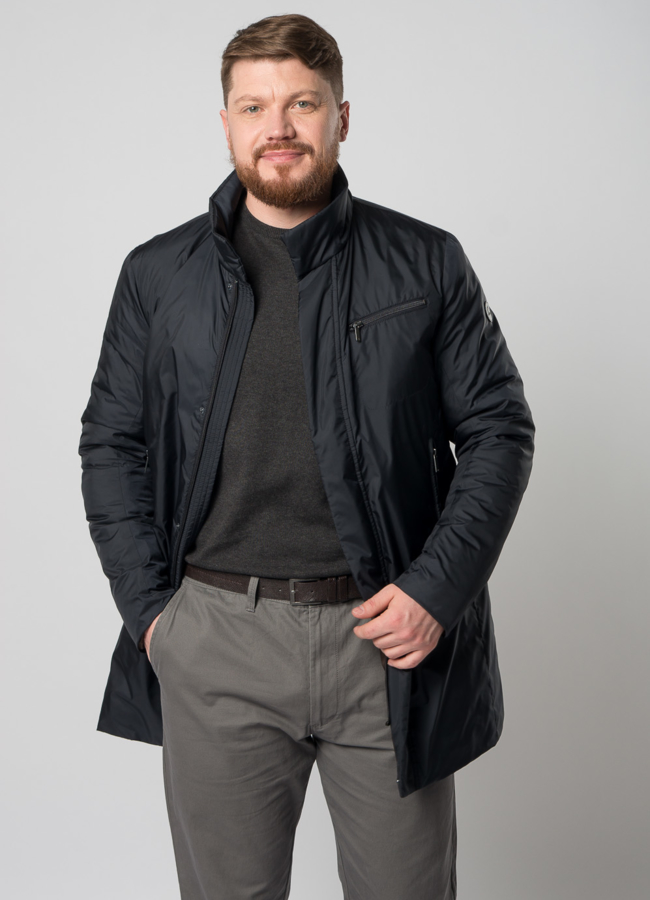 Плащ мужской утепленный синего цвета модель № BAROLO универмаг малина