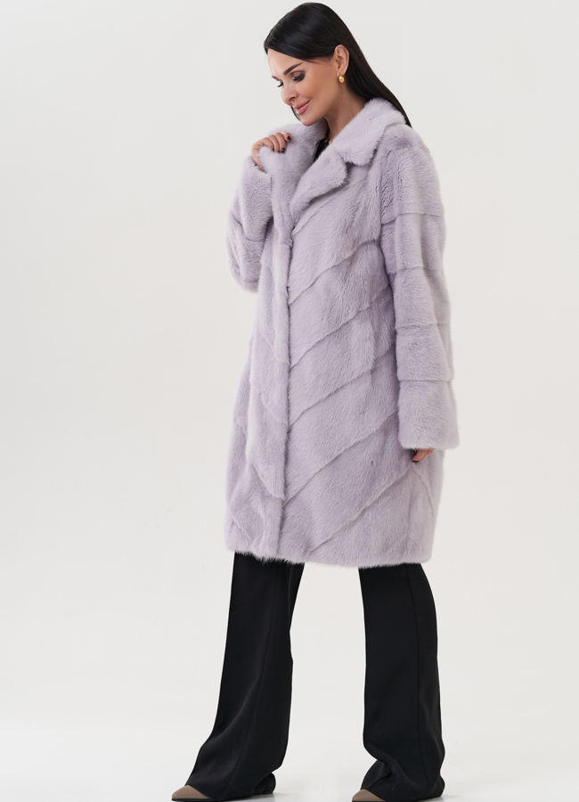 Шуба из норки с английским воротником  модель № 26020 универмаг малина