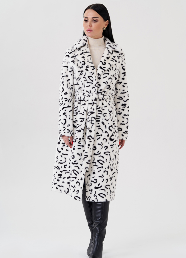 фото Женское пальто с английским воротником белого цвета  модель № 24114