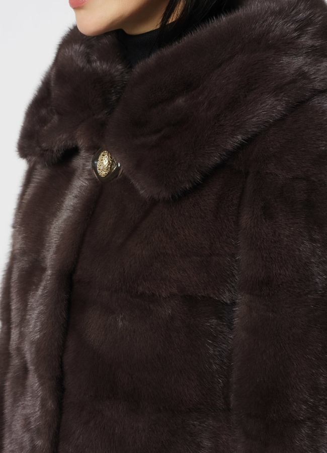 Укороченная норковая шуба с капюшоном 2 в 1 модель № S-840 в рассрочку