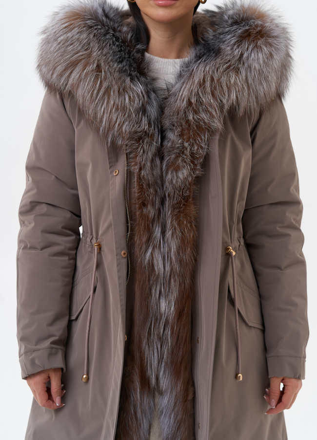 Парка женская с отделкой из меха чернобурки модель № 29187 универмаг малина