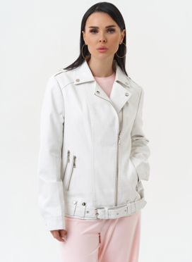 Куртка косуха из эко кожи белого цвета