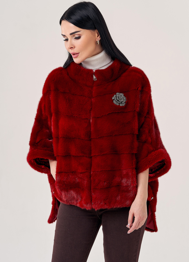 Короткая шуба из норки на молнии  модель № 23711 в кредит