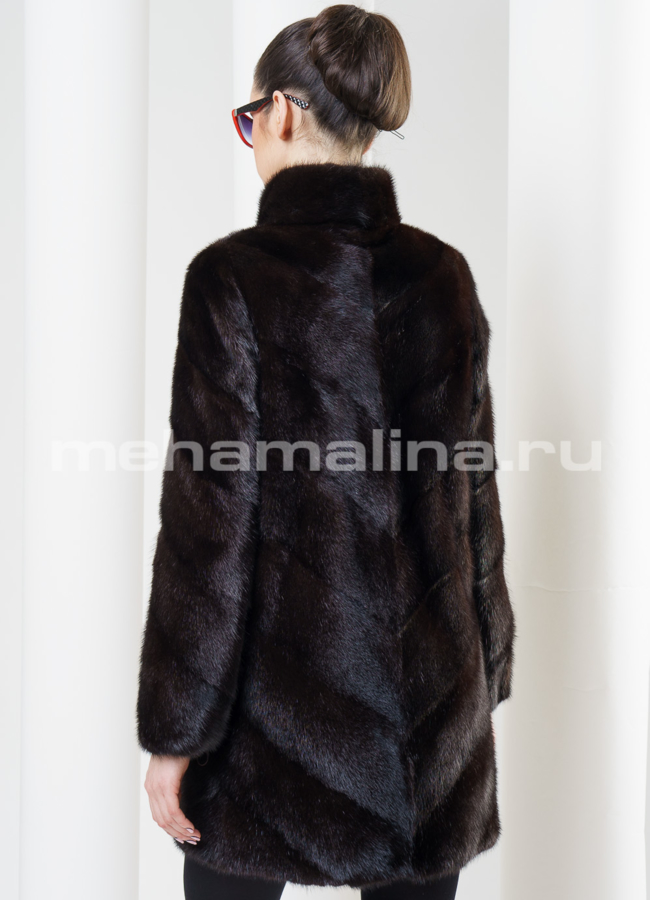 Шуба норка, воротник стойка 