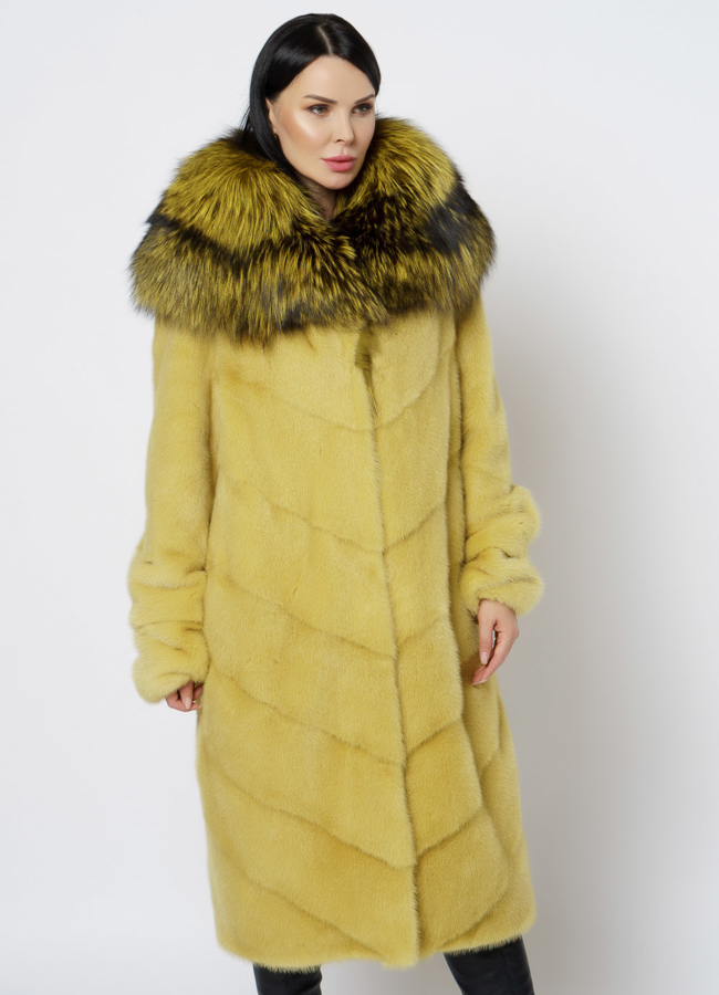 Шуба из норки желтого цвета модель № 1200 универмаг малина