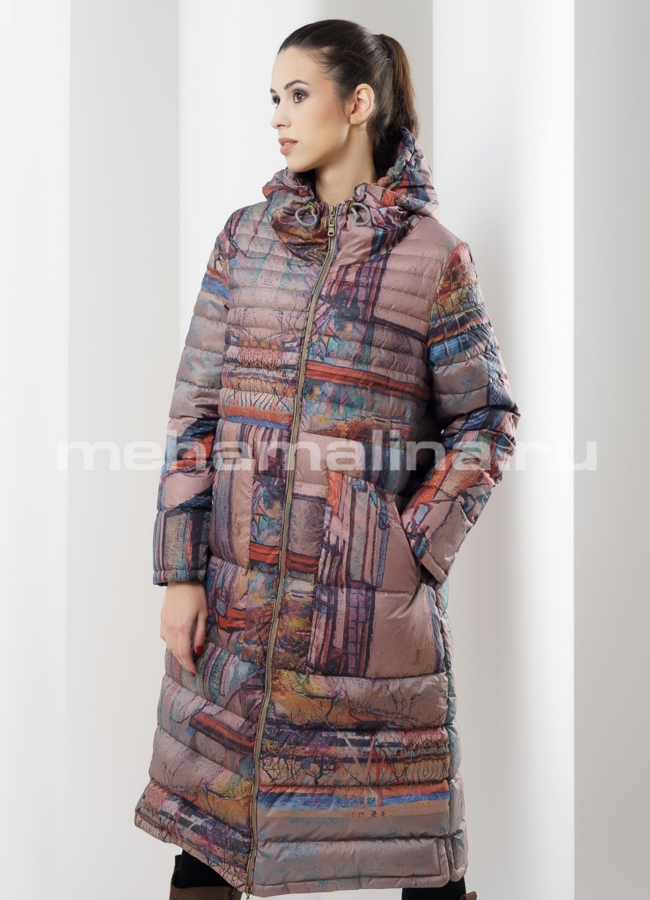 Пуховик модель № П-75 меха малина