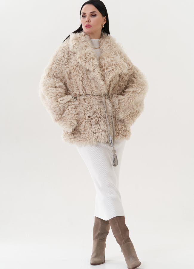 Натуральная двухсторонняя дубленка модель № 26828 универмаг малина