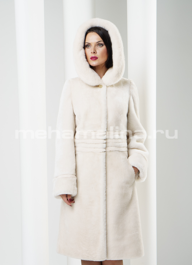 фото Шуба из мутона с норковой отделкой модель № S-219
