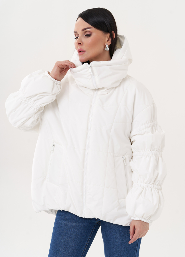 Куртка оверсайз белого цвета модель № 27013 универмаг малина