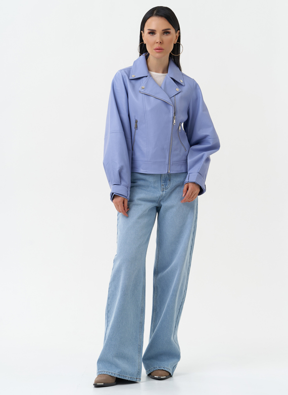 Куртка косуха из эко кожи голубого цвета