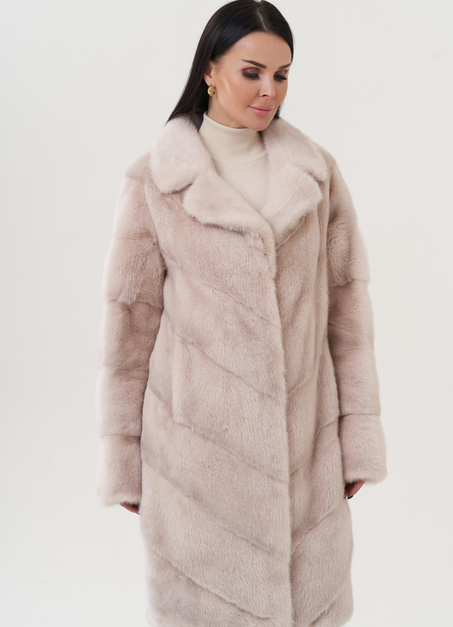 Шуба из норки с английским воротником  модель № 26019 универмаг малина