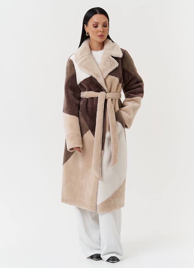 фото Двухсторонняя дубленка с английским воротником модель № 27775