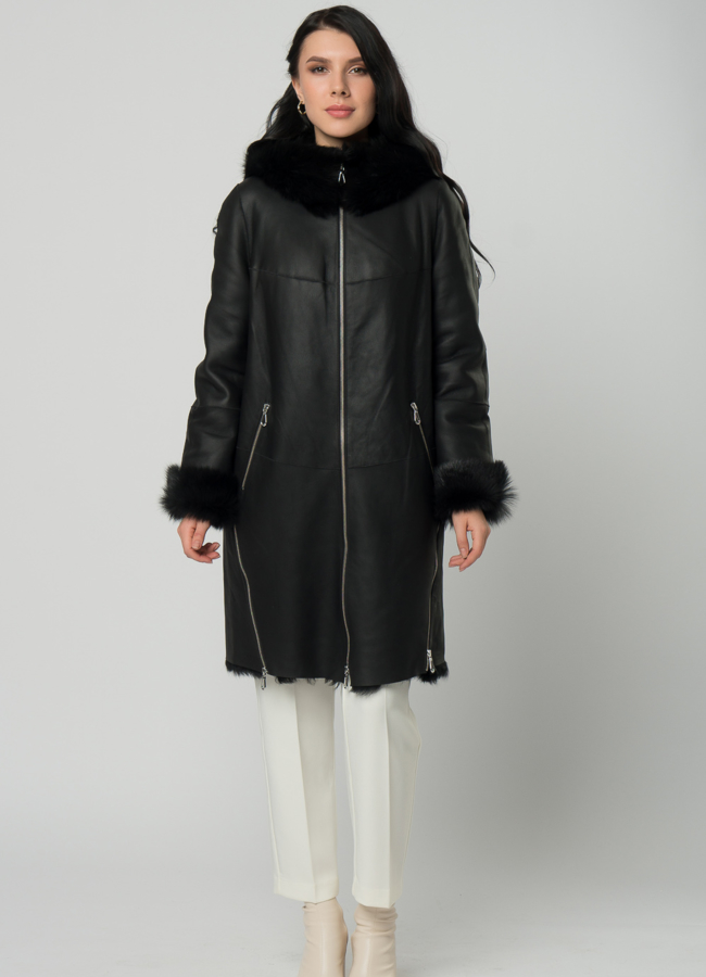 фото Дубленка натуральная с отделкой из тосканы модель № 22156