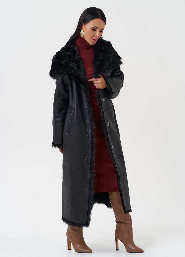 Дубленка с отделкой из тосканы модель № 28702 универмаг малина