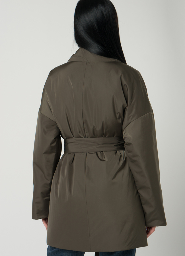 Женское двубортное полупальто с поясом модель № 21160 в рассрочку